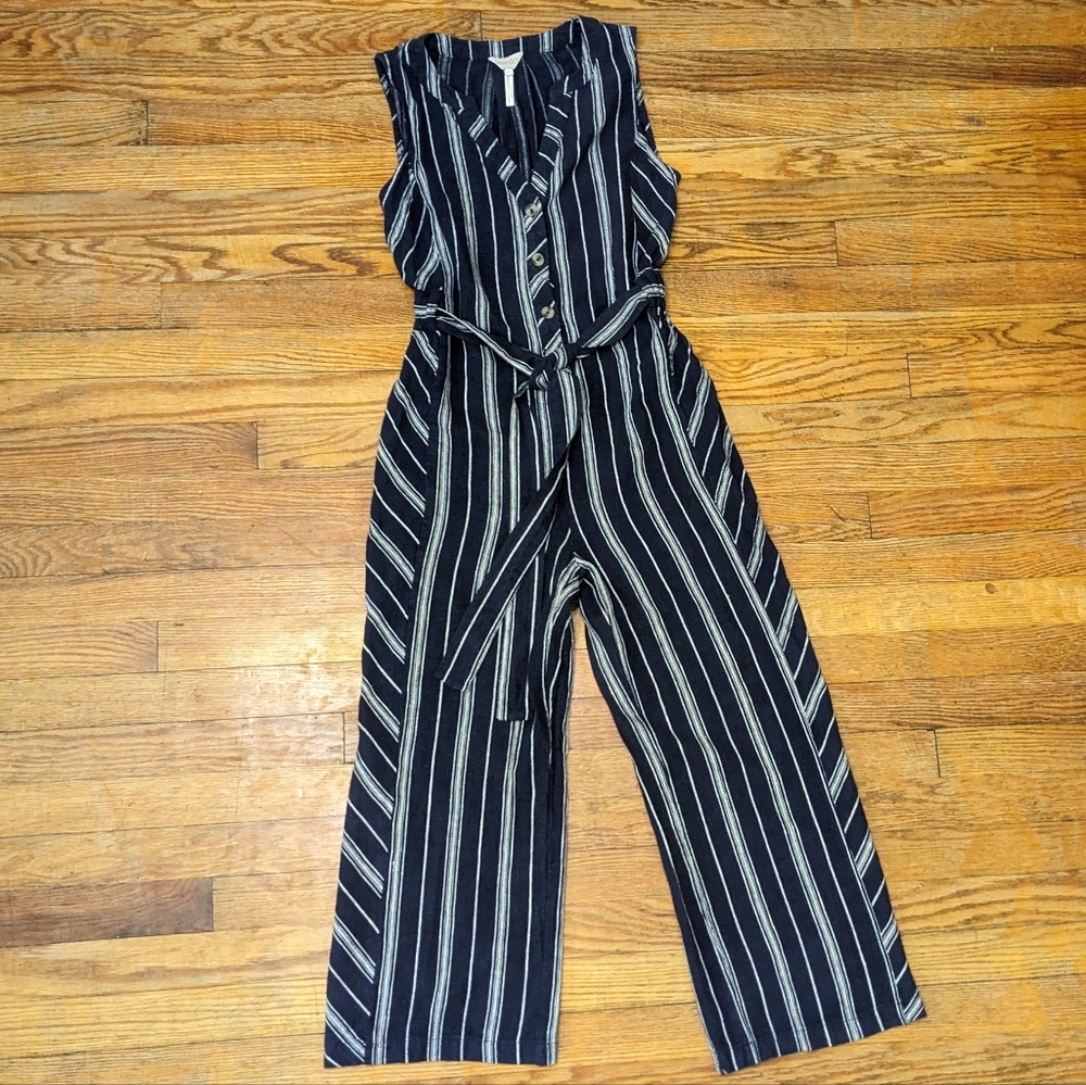 Laundry Shelli Segal Linen Blend Romper Jumper Sz 4 Navy